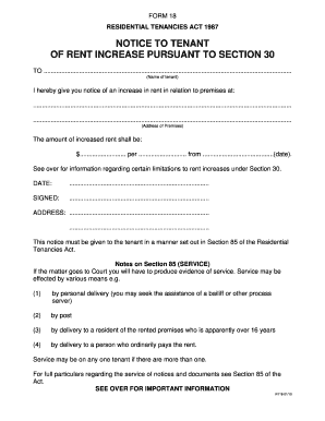 Notice to Tenant of Rent Increase