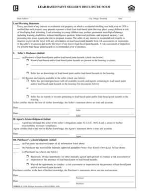Lead-Based Paint Seller’s Disclosure Form