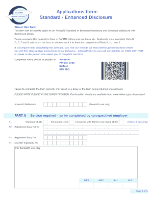 AccessNI Standard or Enhanced Disclosure Application Form