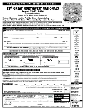 GOODGUYS OFFICIAL REGISTRATION FORM 13th GREAT NORTHWEST NATIONALS August 1517, 2014 www