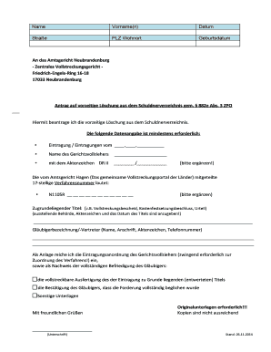 Antrag auf vorzeitige Löschung aus dem Schuldnerverzeichnis
