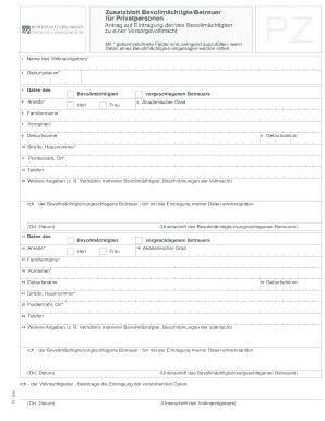 Zusatzblatt Bevollmächtigte/Betreuer