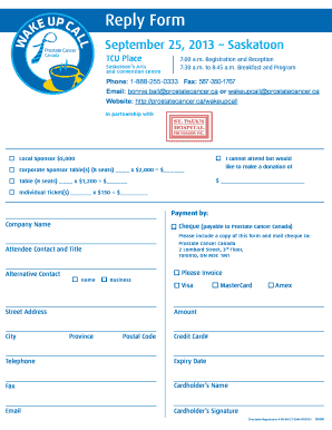 Prostate Cancer Canada Wake Up Call Breakfast