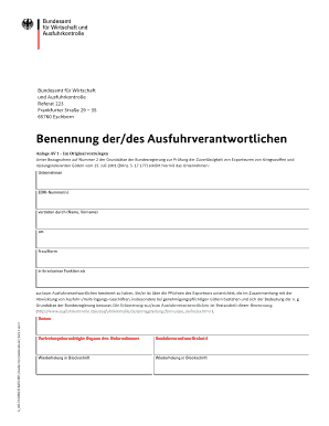 Benennung der/des Ausfuhrverantwortlichen