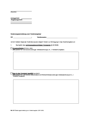 Änderungsanmeldung zum Vereinsregister