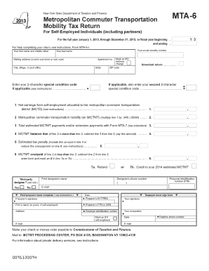 New York MTA-6 Mobility Tax Return