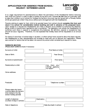 Application for Absence from School