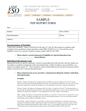 Oregon PDP Report Form