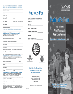 Patriot's Pen Essay Contest Entry Form