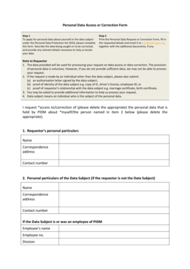 Personal Data Access or Correction Form