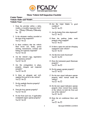 Motor Vehicle Self-Inspection Checklist