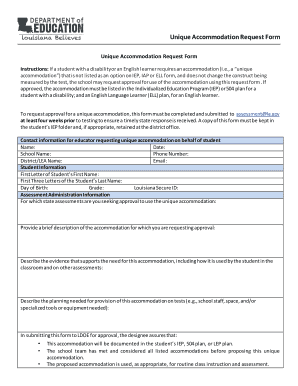Louisiana Unique Accommodation Request Form