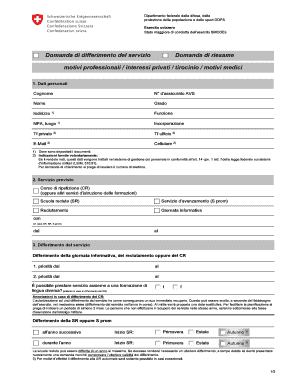 Domanda di differimento del servizio