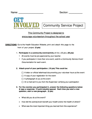 Community Service Project Form