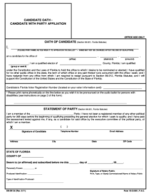 Candidate Oath Form