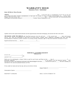 Oklahoma Warranty Deed