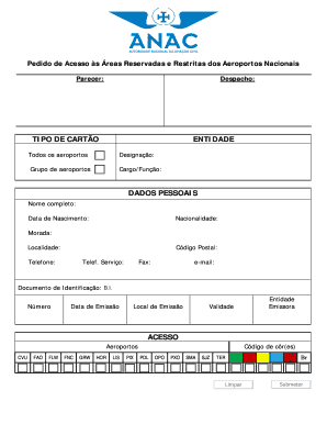 Pedido de Acesso às Áreas Reservadas e Restritas dos Aeroportos Nacionais