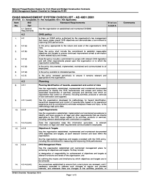 OH&S Management System Checklist