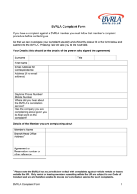 BVRLA Complaint Form