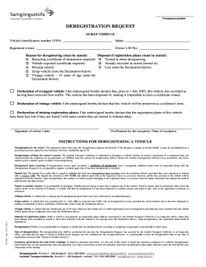 Iceland Vehicle Deregistration Request
