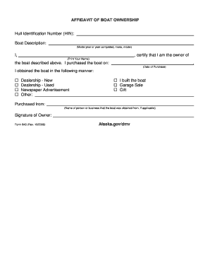 Affidavit of Boat Ownership