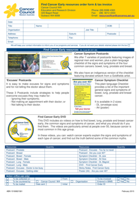 Cancer Council WA Resources Order Form