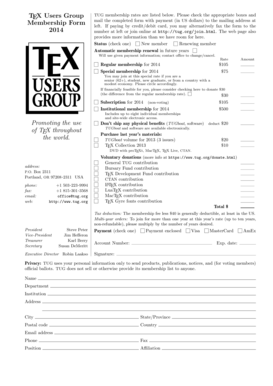 TEX Users Group Membership Form