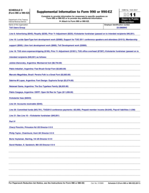 Schedule O Supplemental Information to Form 990 or 990-EZ