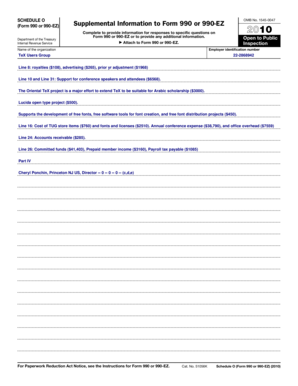 Schedule O Form 990 or 990-EZ