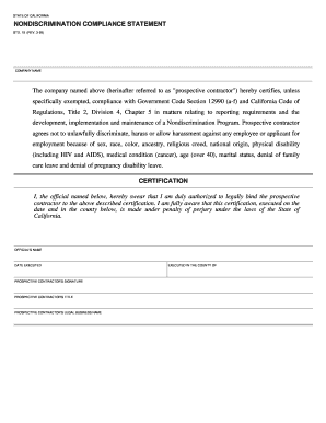 California Non-Discrimination Compliance Statement