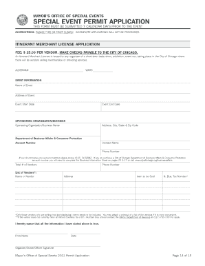 Chicago Special Event Permit Application