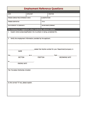 Employment Reference Check Form