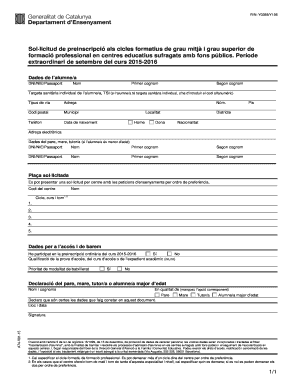 Catalan Vocational Training Pre-Enrollment Form