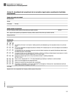 Catalan Workplace Safety Compliance Declaration Form