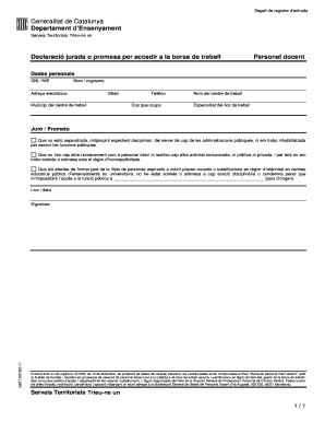 Catalonia Teacher Work Registry Entry Seal