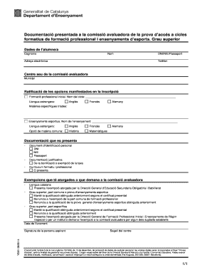 Catalan Access Exam Documentation for Vocational Training
