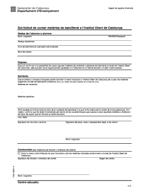 Request to Study High School Subjects at Open Institute of Catalonia