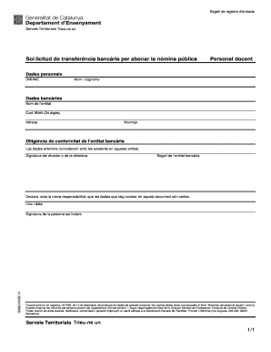 Catalonia Public Teacher Payroll Transfer Request