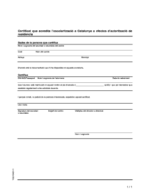Catalonia School Enrollment Certificate