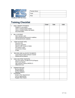 Medical Practice Training Checklist