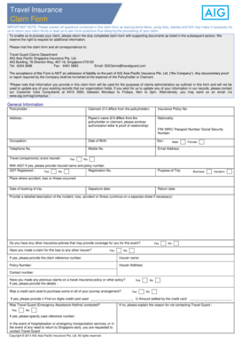 Fillable Online Travel Guard Claim Form - AIG Singapore Fax Email Print ...