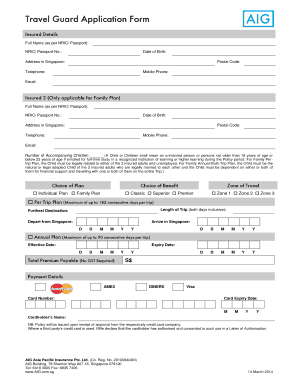 Singapore Travel Insurance Application Form