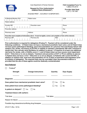 Iowa Medicaid Dabigatran Prior Authorization Form
