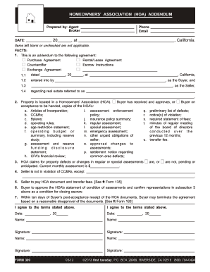 Homeowners' Association Addendum