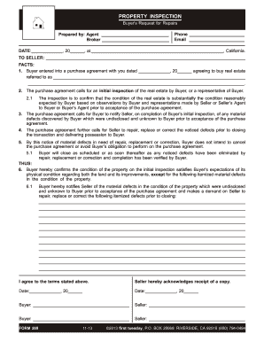 Buyer's Request for Repairs Form