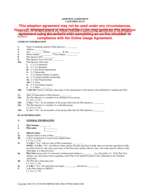 Cafeteria Plan Adoption Agreement