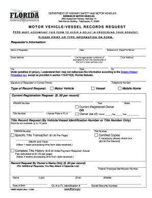 Florida Motor Vehicle Records Request Form