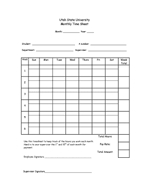 Ihssetime - Utah State University Monthly Time Sheet - usueastern