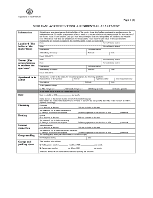 Sublease Agreement for Residential Apartment