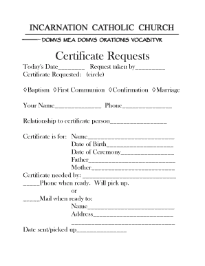 Certificate Request Form